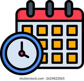 Schedule Icon Lineal Color Vector Illustration