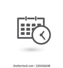 Schedule icon - office clock with calendar.