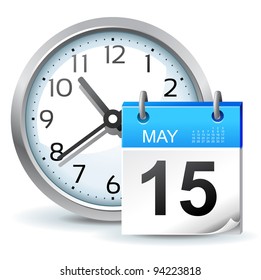 schedule icon - office clock with calendar