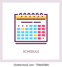 Schedule icon. Planning and timemanagment concept. Vector linear pictogram.