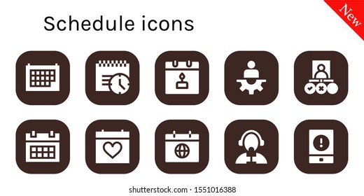 schedule icon set. 10 filled schedule icons.  Simple modern icons about  - Calendar, Deadline, Manager, Tasks, Reporter, Event