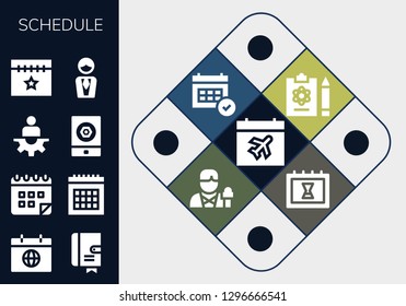  schedule icon set. 13 filled schedule icons. Simple modern icons about  - Calendar, Agenda, Manager, Event, Report, Reporter