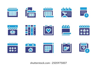 Schedule icon set. Duotone color. Vector illustration. Containing schedule, worldenvironmentday, calendar, estimate, exam, valentinesday, birthday.