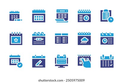 Schedule icon set. Duotone color. Vector illustration. Containing timetable, vaccination, schedule, organization, calendar, event, clipboard.