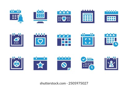 Schedule icon set. Duotone color. Vector illustration. Containing schedule, calendar, cloudy, match, party.