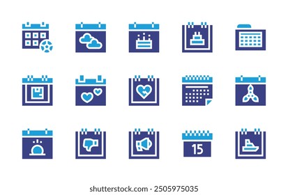 Schedule icon set. Duotone color. Vector illustration. Containing schedule, breakup, cruise, birthday, news, calendar, badday, valentinesday.