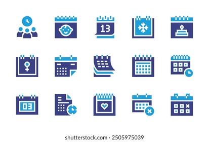 Schedule icon set. Duotone color. Vector illustration. Containing meeting, scheduling, schedule, calendar, winter, womensday, birthday.