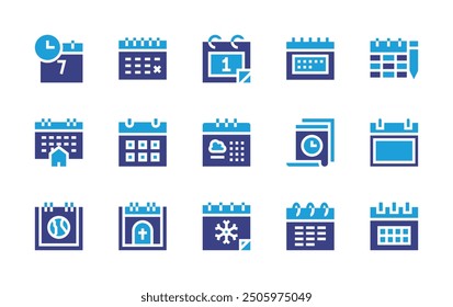 Schedule icon set. Duotone color. Vector illustration. Containing days, schedule, calendar, earthday, diet, memorialday.