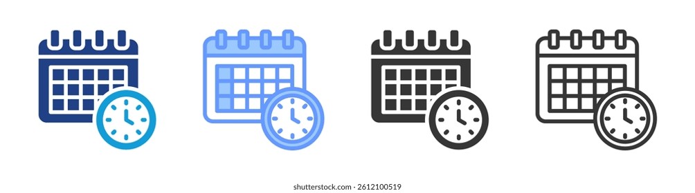 Schedule icon set multiple style collection