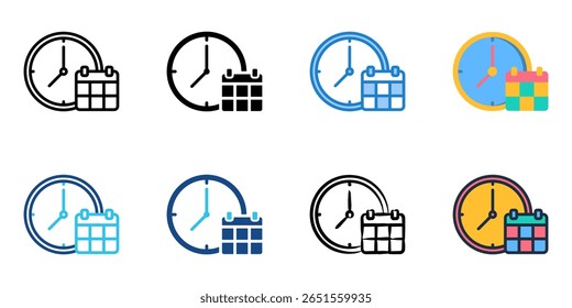 Ícone de agendamento definir coleção de vários estilos 
