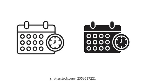 Schedule icon set in Thin line black color.