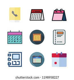 schedule icon set. vector set about agenda, calendar and weekly calendar icons set.