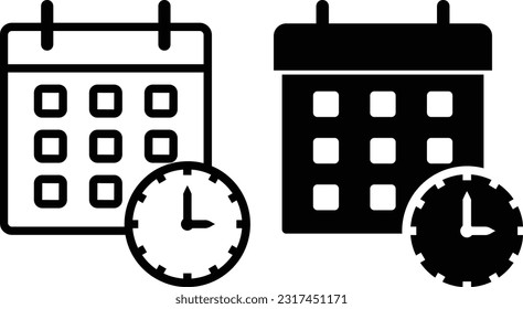 Schedule icon sheet, simple trendy flat style line and solid Isolated vector illustration on white background. For apps, logo, websites, symbol , UI, UX, graphic and web design. EPS 10.