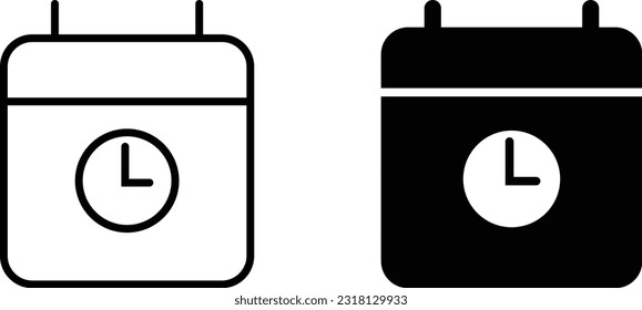 Schedule icon sheet, simple trendy flat style line and solid Isolated vector illustration on white background. For apps, logo, websites, symbol , UI, UX, graphic and web design. EPS 10.