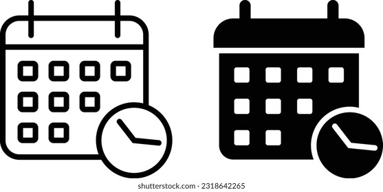 Schedule icon sheet, simple trendy flat style line and solid Isolated vector illustration on white background. For apps, logo, websites, symbol , UI, UX, graphic and web design. EPS 10.