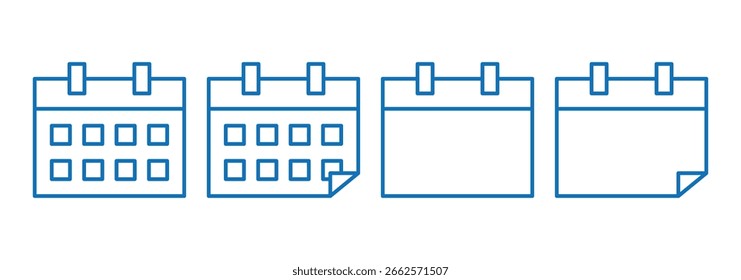 Schedule icon symbol. Containing date, schedule, month, week, appointment, agenda, organization and event icons. Minimalist Calendar Icons. 