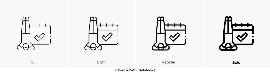schedule icon. Thin, Light Regular And Bold style design isolated on white background