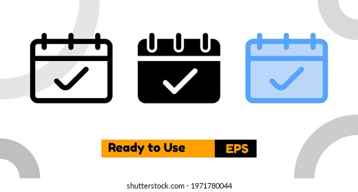 schedule icon with three style for website, social media, and presentation