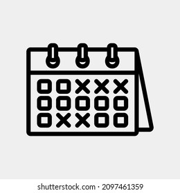 Programar ilustración vectorial de icono en estilo de línea sobre calendario y fecha, usar para presentación de aplicación móvil del sitio web