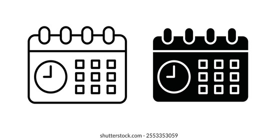 Schedule icons in black filled and outlined style