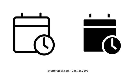 Schedule icons collection in Filled flat and thin line style.
