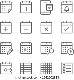 Schedule Icons Set Vector Illustration. Contains Such Icon As Event, Check List, Appointment, Calendar, Meeting And More. Expanded Stroke