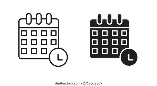 Iconos de horario, símbolos de Vector. cartel plano lleno