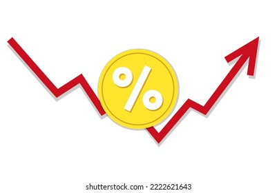 Schedule of interest rate increases due to rising inflation rates. FED, federal reserve or central bank monetary policy. Vector graph with an arrow pointing upward