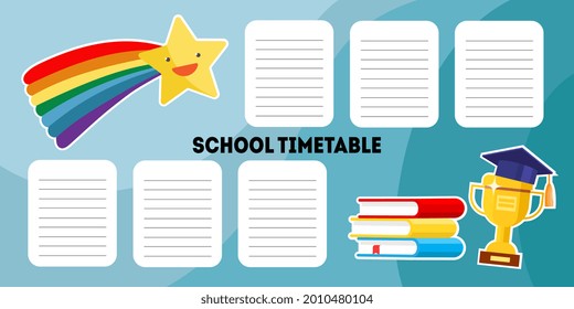 Schedule of lessons. Flat style illustration.