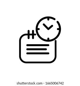 Schedule line icon. Deadline symbol with calendar and clock isolated on white. Editable stroke. Time management, office, work, education vector illustration for web, design, app, ad, social media