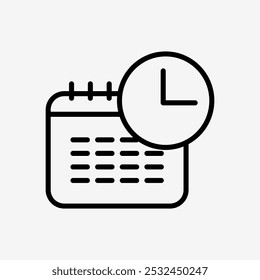 Schedule line icon design. Date and time outline icon. Calendar and clock line style icon design.