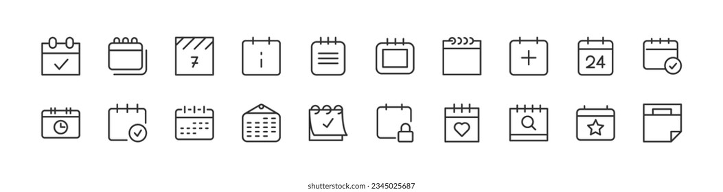 schedule line icon set with editable stroke. Outline collection of vector objects. Premium icon pack