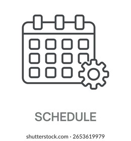 Schedule Line Icon, Simple Style Design Outline Symbol Illustration, Editable Stroke For Logos And More