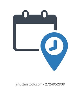 Ícone de local de agendamento. Vetor e glifo
