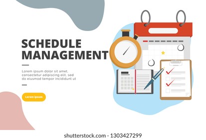 Schedule Management flat design banner illustration concept for digital marketing and business promotion