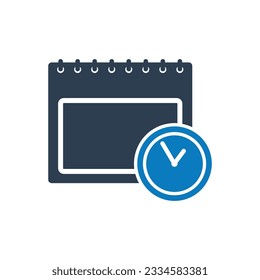 Icono de administración de planificación. Con símbolos Calendar y Clock. Ilustración editable de vectores planos.