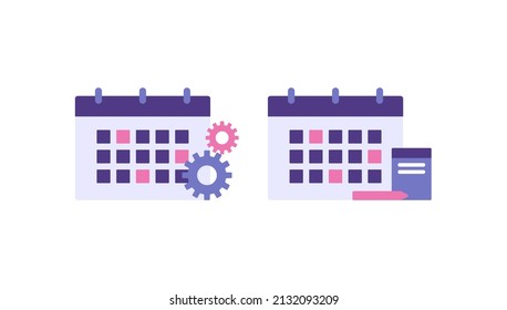 schedule management icon. scheduling. calendar settings. planning. flat cartoon illustration. concept design. symbol element