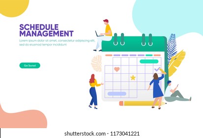 Schedule management vector illustration concept, group of young people make a plan can use for, landing page, template, ui, web, mobile app, poster, banner, flyer