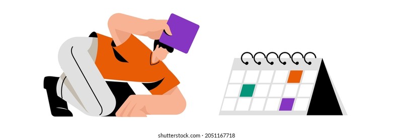 Schedule management vector illustration concept, group of young people make a plan can use for, landing page, template, ui, web, mobile app, poster, banner, flyer