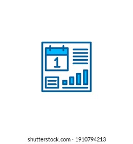 Schedule manager dashboard illustration icon in blue style. Vector