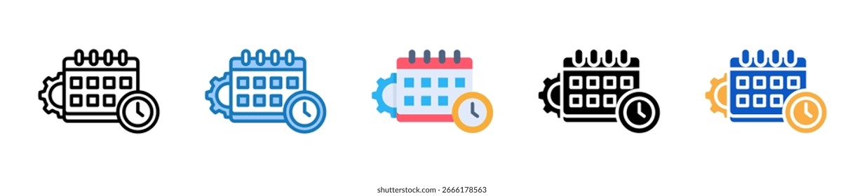 Schedule multiple style icons set design vector illustration.