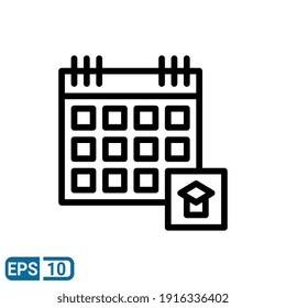 schedule online learning icon in line style isolated on white background. calendar illustration for website. EPS 10