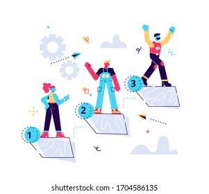 the schedule for the online presentation shows the process of the project. design for presentations, flyers, booklets, brochur. Flat style modern design vector illustration for web page, cards, poster