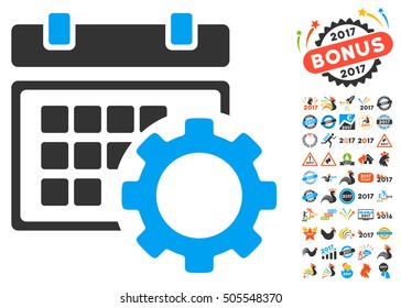 Schedule Options icon with bonus 2017 new year graphic icons. Vector illustration style is flat iconic symbols,modern colors.