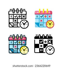 Schedule paper icon. With outline, glyph, filled outline and flat styles