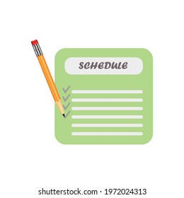 schedule with pencil for marking events and plans on white background, vector illustration
