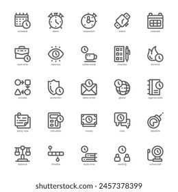 Schedule and Plan icon pack for your website, mobile, presentation, and logo design. Schedule and Plan icon outline design. Vector graphics illustration and editable stroke.