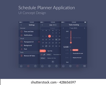 Schedule Planner Application UI Concept, Vector EPS10 Illustration