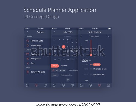 Schedule Planner Application UI Concept, Vector EPS10 Illustration