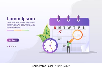 schedule and planning concept, personal study plan creation, business time planning, events and news, reminder and schedule. Can use for web landing page, banner, mobile app. Flat design vector